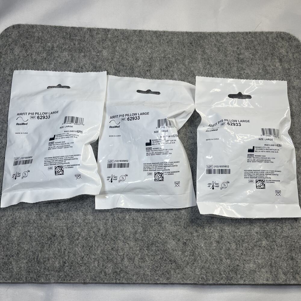 NEW SEALED 3 Pack ResMed AirFit P10 Nasal Pillow Large 62933 Lot of 3